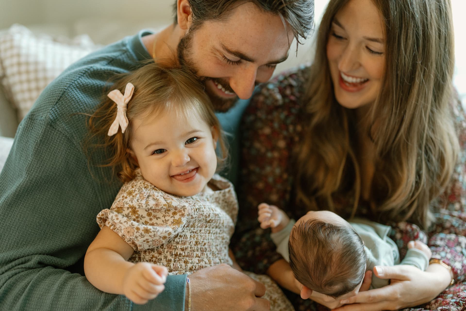 Zach Archer with his wife and two young children at home in Hendricks County, Indiana