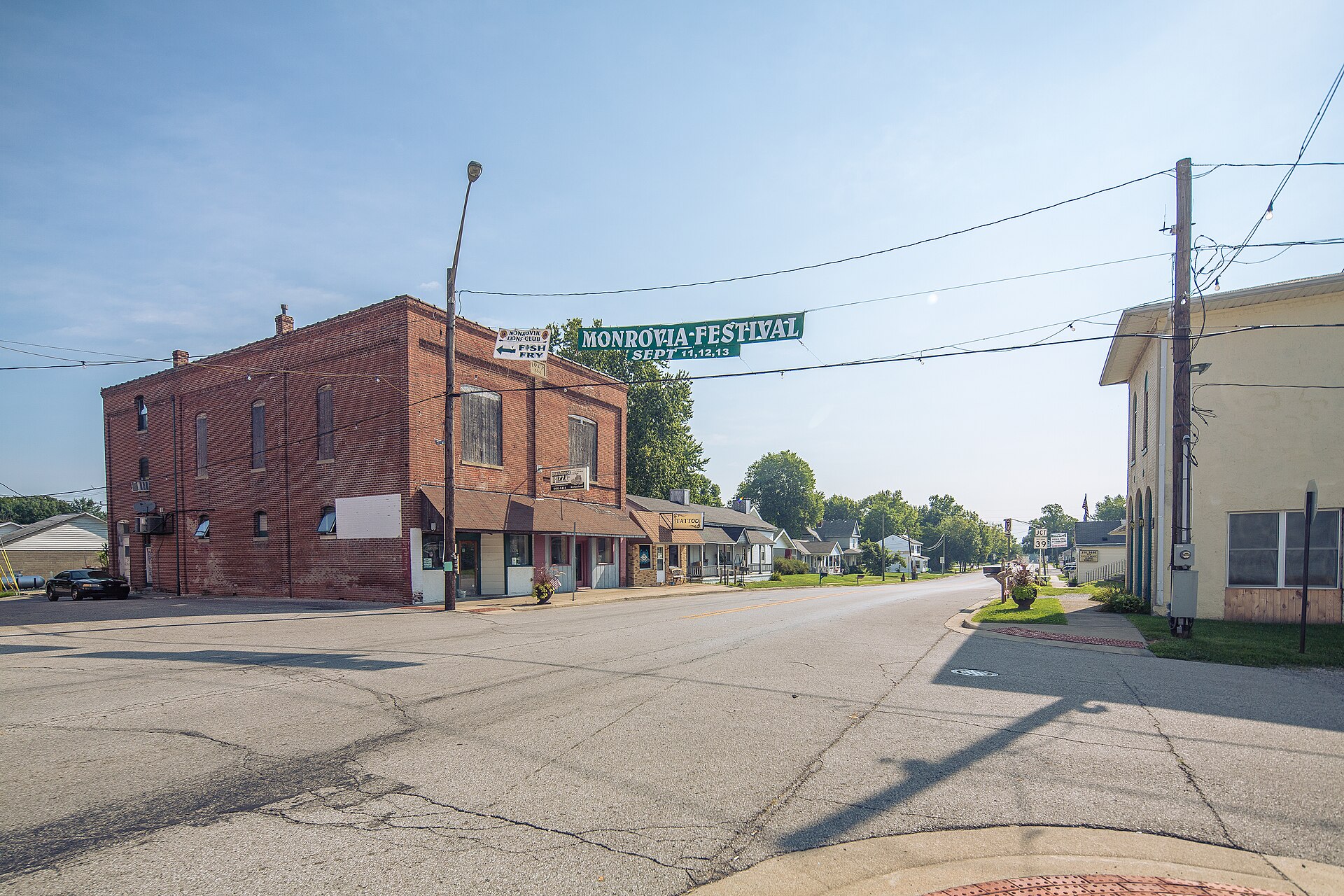 Downtown Monrovia, Indiana along the historic National Road