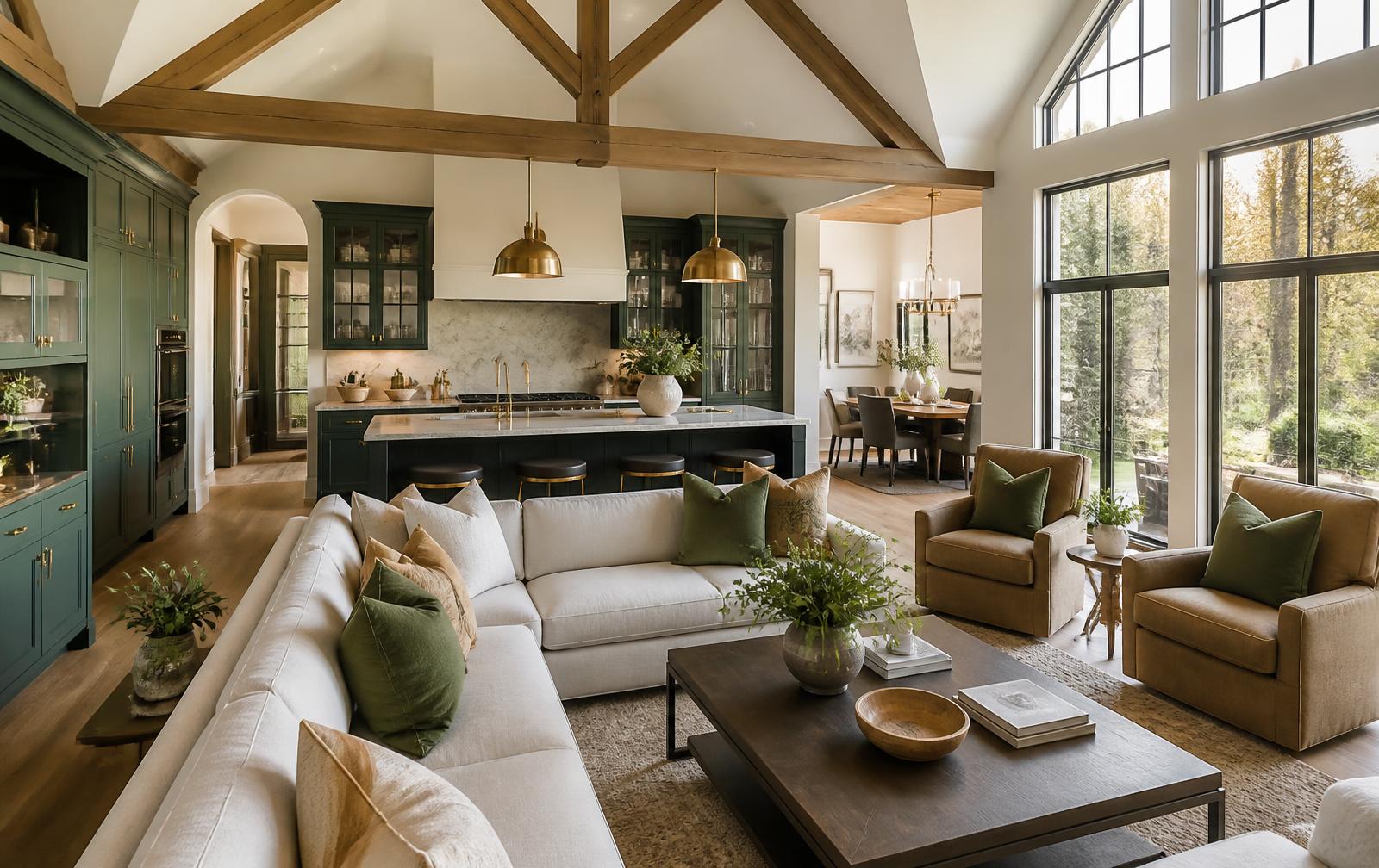 Staged great room in a Hendricks County, Indiana home prepared for listing photography